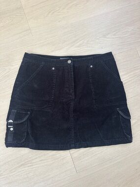 Corduroy Cargo Mini Skirt in Black
